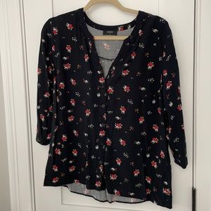 Papaya floral button up top